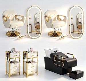 Venta directa de fábrica de conjuntos de muebles para salón, que incluyen espejo, silla de barbero, carrito y lavacabezas, ideales para peluquerías. - Product Image 1