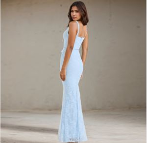 فستان نسائي أنيق من الدانتيل ملاصق للجسم للسيدات فستان سهرة للحفلات الراقصة وصيفة البحر في السماء أزرق فساتين سهرة أنيقة للنساء - Product Image 2