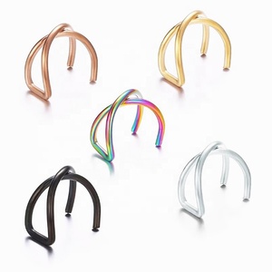 Anillo <span class=keywords><strong>de</strong></span> acero inoxidable para nariz y <span class=keywords><strong>labio</strong></span>, joyería para el cuerpo, cartílago, pendiente <span class=keywords><strong>de</strong></span> alambre cruzado - Product Image 1