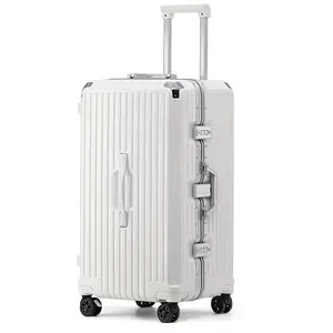 Custom 20/24/26/29 Inch Large Capacity Aluminum Frame Trolley Travel Suitcases Luggage With Cup Holder