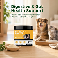 Poudre de probiotiques pour animaux de compagnie, chiens et chats, complément alimentaire pour la santé digestive et intestinale, prébiotique multi-souches, soin naturel de l'immunité, de la peau et du pelage, 150g