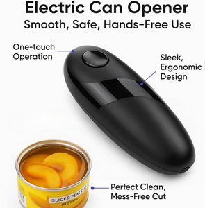 Black Electric Can Opener Magnetic Lid Holder Smooth Edge <b>Battery</b> Powered Tin Opener for Household Kitchen Use - Product Image 2