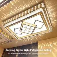 Plafonnier LED moderne en cristal K9 1150x750mm 260W avec télécommande APP 2.4G, intensité variable, 165-265V, cadre en acier inoxydable, pour salon