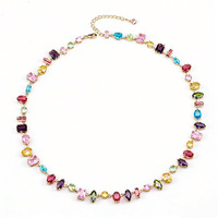 Collar de Cadena con Circonitas Cuadradas y en Forma de Lágrima, Chapado en Cobre, Cadena de Bambú, Joyería de Moda para Mujer