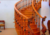 Prima Style Classique Noir Noyer Rose Bois Escalier En Bois Incurvé Villa Acajou Escalier Escalier Incurvé