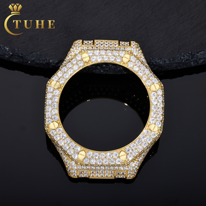 Lunette de montre de luxe en moissanite sertie à visser, accessoires de mode, plaqué or, diamants VVS, pièces de boîtier de montre Iced Out pour GA2100 - Product Image 1