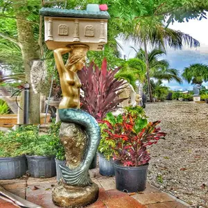 Cast bronze mermaid mailbox sculpture Factory Selling Garden Decoration sculpture figure bronze polished europe door to door delivery