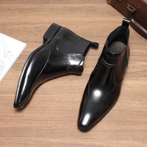 Zapatos de Vestir de Cuero Genuino de Alta Calidad para Hombre, Botas con Punta Brillante y Cierre de Cordones, Tendencia Otoñal - Product Image 1