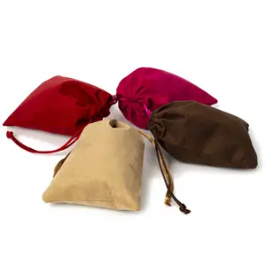Custom Logo Suede Pouch Velvet Fabric Jewelry Drawstring Bag Velour Make Up Gift Bag Storage Packaging Cosmetic Velvet Bags