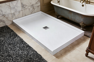 Piatto <span class=keywords><strong>Doccia</strong></span> Rettangolare in SMC Stile Nord Americano, Base <span class=keywords><strong>Doccia</strong></span> in Pietra 60x36 con Scarico Centrale, Garanzia 5 Anni per Uso Bagno - Product Image 2