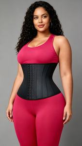 Corset amincissant en latex pour femme, effet sablier, serre-taille sous-poitrine, 25 baleines en acier, avec 3 crochets, pour le sport - Product Image 2