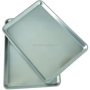 Panadero de aluminio Natural para uso comercial, sartén de media hoja de metal plateado para hornear, sartén antiadherente para galletas