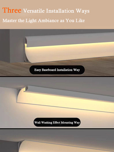 Profilé LED en aluminium sans rainures pour éclairage de plinthe, idéal pour la décoration lumineuse moderne de cuisines, salons et chambres, durable - Product Image 2