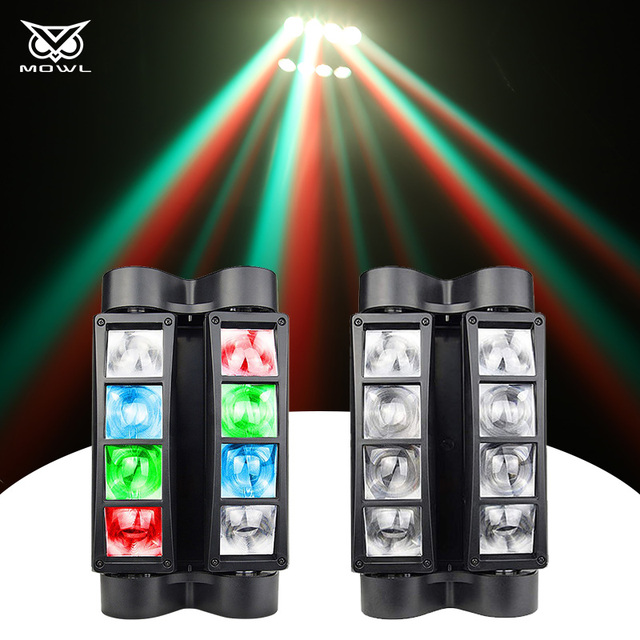8x3W RGBW Mini Spider Dual Sweeper Pulse Strobe Beam LED Moving Head Light for Dj Bar Party Disco