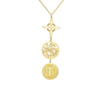 Collar con Colgante de Triple Protección, Nudo de Bruja, Pentagrama, Tetragramatón, San Benito, Acero Inoxidable, Amuleto Espiritual