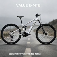 Bicicleta Eléctrica de Montaña EM6 Enduro de Suspensión Completa, 27.5/29 Pulgadas, 500W, Motor Central M6100, 12 Velocidades, Horquilla de Aire, UDH Boost EMTB, Gran Demanda