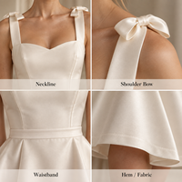 Mini-robe de soirée personnalisée pour femme en satin avec nœud papillon, coutures ajustées, col cœur, taille cintrée, coupe trapèze