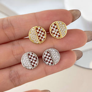 ZC Trendy <b>Stud</b> <b>Earrings</b> with Zircon for Women's Engagement Party Wedding Gift 18K Gold & Rhodium Plated Brass - Product Image 3