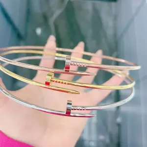 Luxe designermerk <span class=keywords><strong>CA</strong></span> Nail Torques choker unisex 45cm originele diamanten kettingen 18K goud zilver verguld roestvrij staal hart - Product Image 2