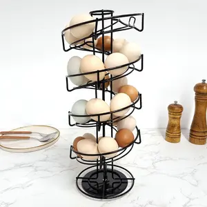 New Design Spiral Egg Storage Holder Metal Wire Egg Dispenser Stand Rack