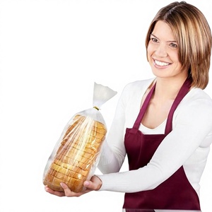 Bolsa retráctil de plástico PE transparente, reciclable y reutilizable, con asa de mano y grabado en relieve, para almacenamiento de pan, para panaderos caseros y propietarios de panaderías HCPACK - Product Image 1