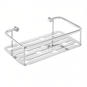 Panier de douche chromé, largeur 15 cm, hauteur 31 cm, longueur 8 cm, étagère de rangement pour salle de bain - Product Image 3