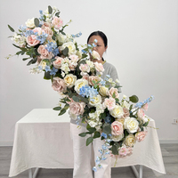 Fabricant DKB, usine de production, sur mesure, 100 cm, rose bleu, 5D, rose artificielle en soie, chemin de table pour mariage