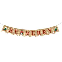 Be Merry-banderines de arpillera para vacaciones, decoración para el hogar, jardín, interior, colgante, navidad