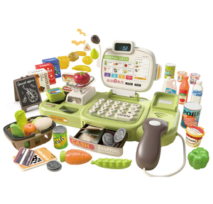 Juego <span class=keywords><strong>de</strong></span> 77 Piezas <span class=keywords><strong>de</strong></span> <span class=keywords><strong>Caja</strong></span> <span class=keywords><strong>Registradora</strong></span> <span class=keywords><strong>de</strong></span> <span class=keywords><strong>Juguete</strong></span> para Niños <span class=keywords><strong>con</strong></span> Cinta Transportadora, Calculadora, Micrófono y Escáner, Juego <span class=keywords><strong>de</strong></span> Imitación <span class=keywords><strong>de</strong></span> Compras - Product Image 1