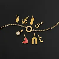 Collier en acier inoxydable EMANCO avec pendentifs en forme de feuille, cœur, chiffre et cristal, bijoux de mode pour femmes, livraison directe en gros