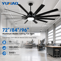 Ventilateur de plafond LED industriel de grande taille avec télécommande, lames en aluminium, 72, 84, 96 pouces, pour atelier, fabrication OEM ODM