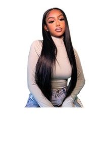 13*6 pelucas de cabello humano rectas transfronterizas de gran oferta Meng Tong Former Lace 1 pieza pelucas para mujeres negras cabello chino medio - Product Image 3