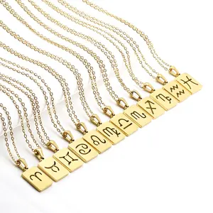 14K 18k 금도금 목걸이 별자리 조디악 표지판 고품질 맞춤형 스테인레스 스틸 보석
