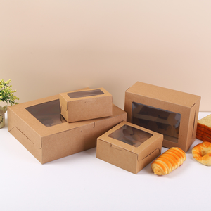 กล่องเค้กสีขาวมีหน้าต่างใส ผลิตในจีน ขายส่ง กล่องกระดาษคราฟท์ลายนูนสำหรับบรรจุภัณฑ์อาหารสำหรับเค้ก ขนมอบ และเก็บน้ำตาล - Product Image 1