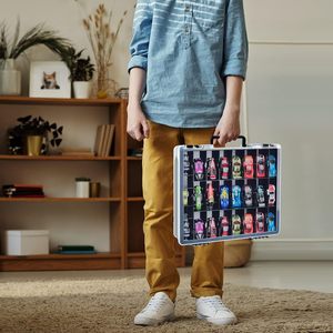 Nouvelle boîte de présentation transparente en acrylique moderne, couleur et logo personnalisés, portable, pré-assemblée, ouverture double face pour l'affichage - Product Image 2