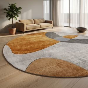 Tapis artisanal en laine aux tons terreux, abstrait et moderne, multicolore, écologique, antidérapant, extra épais avec envers en latex pour la décoration intérieure - Product Image 3