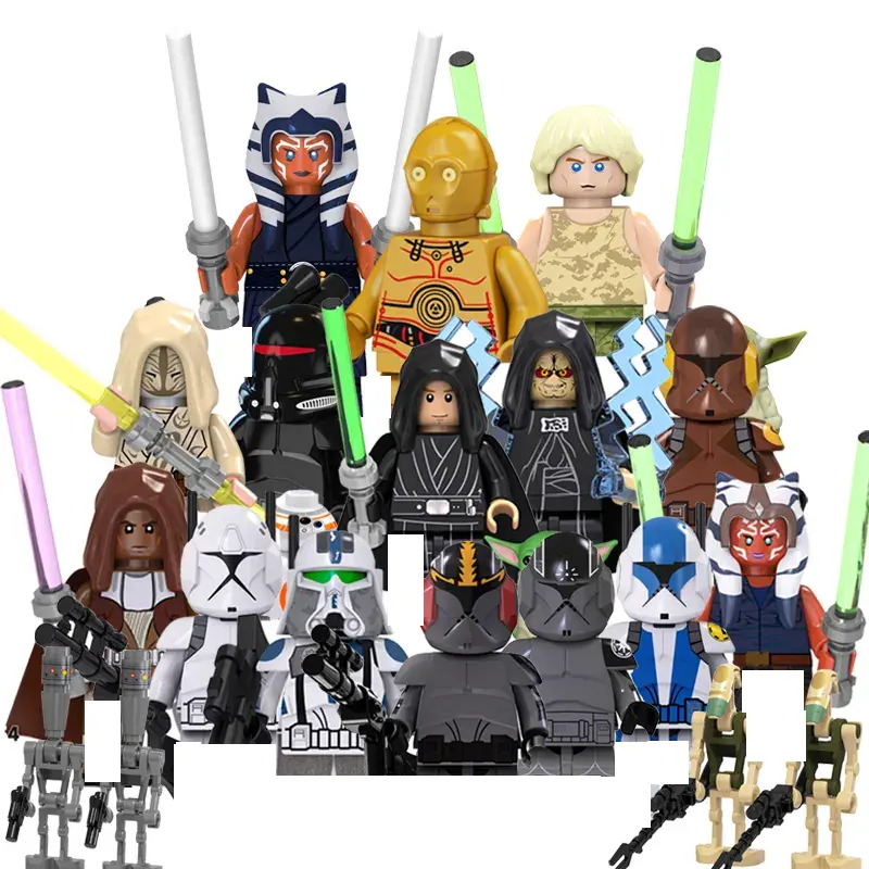 TV6105-TV6107 Luke C-3PO Darth Maul Ahsoka Clone Obi-Wan Trooper balok plastik mainan blok bangunan anak laki-laki