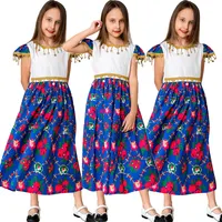 Maxi vestido infantil moderno para meninas, robe cafetã manga curta vestido islâmico para meninas verão 2022