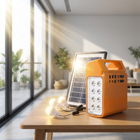 LEDTIMES Lampe d'urgence solaire LED portable 12W avec 3 ampoules DC, système d'éclairage solaire LED, lampe d'urgence solaire