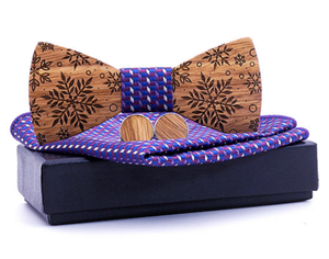 Nœud <span class=keywords><strong>papillon</strong></span> en <span class=keywords><strong>bois</strong></span> massif pour homme avec grande sculpture jacquard flocon de neige, accessoire en <span class=keywords><strong>bois</strong></span> pour marié et fête de mariage - Product Image 5
