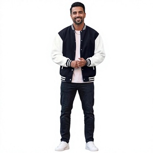 Blouson de baseball homme automne-hiver, coupe ample, col montant, simple boutonnage, style décontracté et universitaire pour jeune homme - Product Image 1