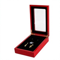 Boîte de rangement en bois pour médailles et récompenses, rouge, vente en gros, boîte de présentation magnétique de haute qualité pour pièces de monnaie