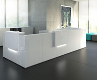 Bureau de réception en marbre blanc moderne de bonne qualité, dimensions standard, en forme de I, pour salon de manucure, hôtel, hôpital, garantie 10 ans