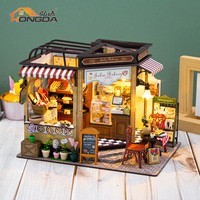 Hongda M2422 Julia Bakery miniature maison de poupée bricolage poupée maison en bois kit de maison de poupée fait main avec lumière