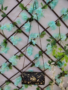 Sac bandoulière pour femme avec chaîne, style vintage, fermeture à rabat, motif mèches dorées, pour soirée, mariage, sac à main de soirée - Product Image 6