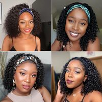 Perruque bandeau en cheveux naturels sans colle, prête à porter, Deep Wave Ice Silk, sans colle, sans dentelle, pour femmes noires, pré-épilée