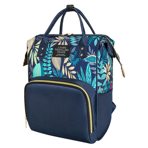 Borsa da pannolino Casual personalizzabile con stampa floreale di grande capacità impermeabile e zaino alla moda Insular - Product Image 2