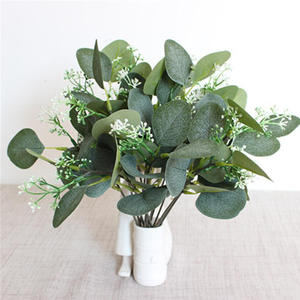 Bouquet de feuilles d'eucalyptus artificielles 35 cm, haute simulation, en plastique, accessoire de décoration de mariage - Product Image 4