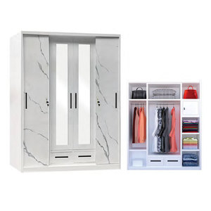 <span class=keywords><strong>Armoire</strong></span> métallique sur mesure avec impression personnalisée, 2 tiroirs coulissants en acier, 4 <span class=keywords><strong>portes</strong></span> avec <span class=keywords><strong>miroir</strong></span> pour la maison, la chambre à coucher, le salon - Product Image 2