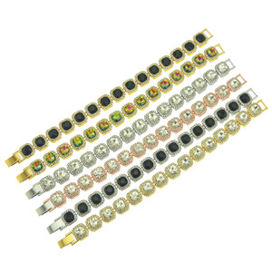 Nueva Pulsera de Cadena de Aleación con Diseño Cuadrado Innovador y Pedrería de Colores, Múltiples Modelos, Decoración de Mano para Hombre, Joyería de Moda - Product Image 4